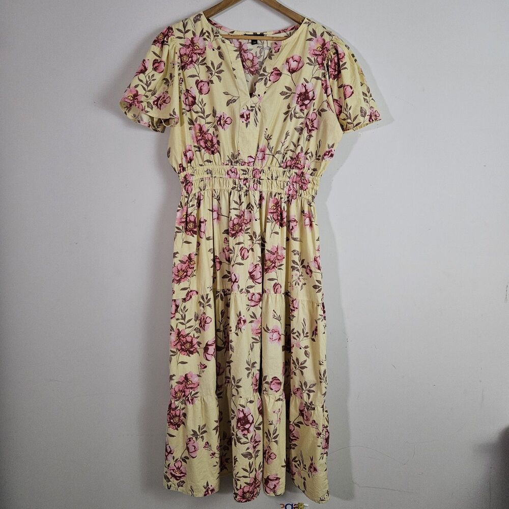 Meadow Rhodes Dress 3X Yellow Floral Maxi Cottagecore Maxi Garden Romantic